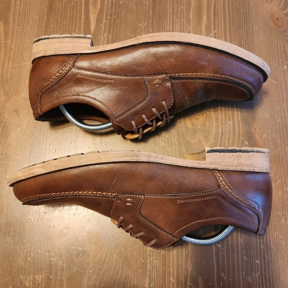 Men's St Johns Bay Brown Leather Balsam Oxford Shoe W/ Memory Foam Insole Sz 11M